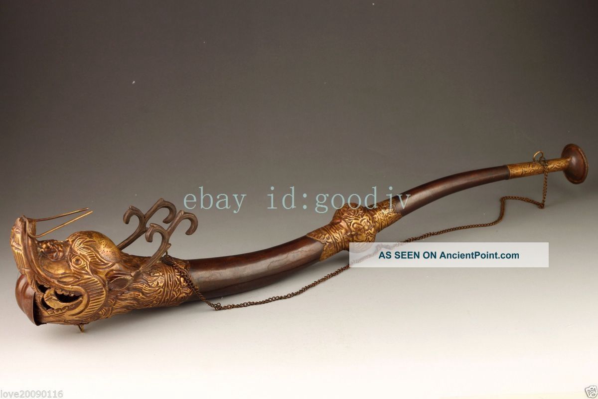 Tibet Music Exorcism Tools Manufacture Musical Instrument Brass Dragon Trumpet Brass photo