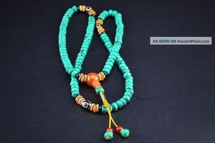 Turquoise Tibet Tibetan Buddhist Buddha Prayer Bead Mala Bracele Necklaces & Pendants photo