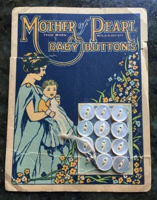 Vintage Button Card - Mother Of Pearl Baby Buttons Great Graphics photo