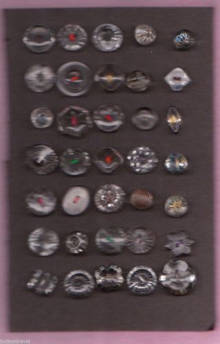 Early 1900 ' S Gorgeous Victorian Clear & Crystal Glass Buttons (35 On Card) photo