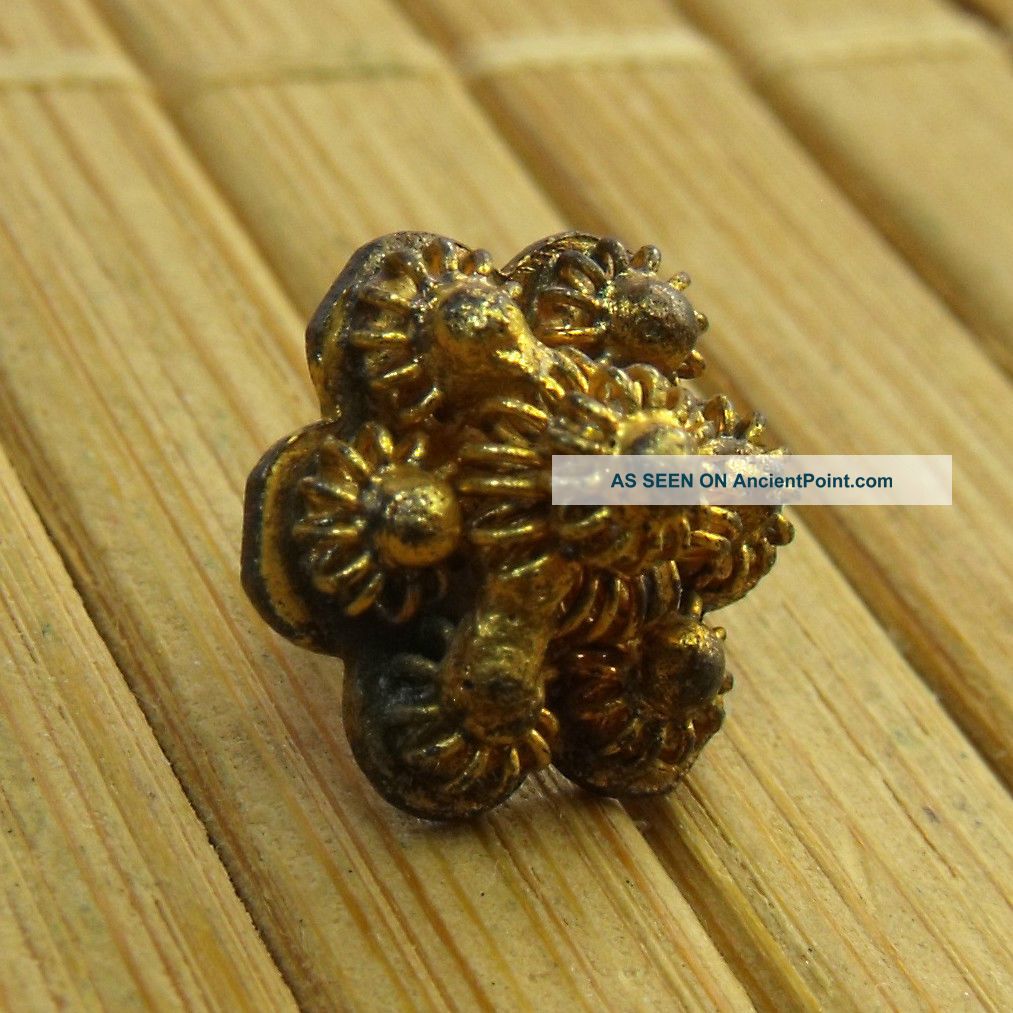 Lovely Victorian Gold Filigree Button From Thailand - Estate Buttons photo