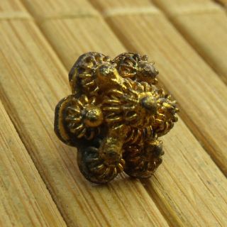 Lovely Victorian Gold Filigree Button From Thailand - Estate photo