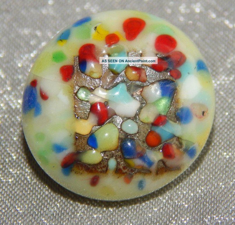 Antique Glass Button Leo Popper Glass Overlays 1028b Buttons photo
