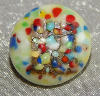 Antique Glass Button Leo Popper Glass Overlays 1028b photo