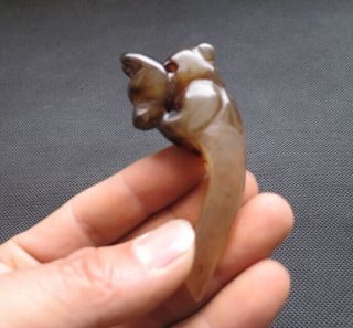 Old Chinese Natural Agate Hongshan Hand - Carved Amulet Pendant P177 photo