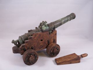 Antique 17th Century Bronze Swedish Salute Signal Cannon & Carriage photo