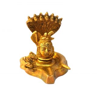 Modish Antique Hindu God Shiva Linga Puja Idol Brass Sculpture Figurine 3.  5 Inch photo