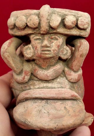 Teotihuacan Clay Terracotta Tripod Vessel Precolumbian Pottery Olmec Aztec Mayan photo