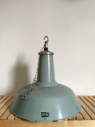 Vintage Industrial Enamel Lamp Shade Revo Made In England Mid Century photo