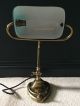 1930 ' S English Antique Vintage Bankers Desk Lamp Industrial Brass Green Glass 20th Century photo 10