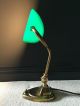 1930 ' S English Antique Vintage Bankers Desk Lamp Industrial Brass Green Glass 20th Century photo 3