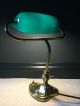 1930 ' S English Antique Vintage Bankers Desk Lamp Industrial Brass Green Glass 20th Century photo 4