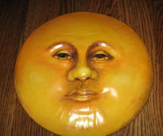 Metal 3d Sun Face Wall Hanging Primitive/french Country Whimsy Sun/moon Decor photo