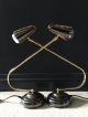 2 Pair Industrial Retro Vintage Swan Neck Brass & Black Desk Bedside Lamp 20th Century photo 1