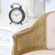 Shabby Cottage Chic Tufted Pink Linen Cane Banquette Chair Gold Home Furniture 1900-1950 photo 2