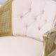 Shabby Cottage Chic Tufted Pink Linen Cane Banquette Chair Gold Home Furniture 1900-1950 photo 3