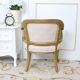 Shabby Cottage Chic Tufted Pink Linen Cane Banquette Chair Gold Home Furniture 1900-1950 photo 6
