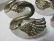 4 Vintage Ornate Silverplate & Glass Open Swan Salt Cellars W/spoons Japan Other Antique Silverplate photo 2