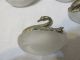 4 Vintage Ornate Silverplate & Glass Open Swan Salt Cellars W/spoons Japan Other Antique Silverplate photo 3