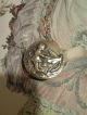 Antique Brass Metal Picture Button Cherub Pulled By Dragonfly Paris Buttons photo 2
