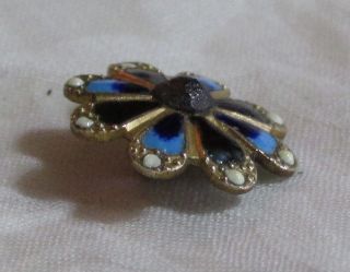 Antique Enamel Button Flower Shape Cut Steel Center photo
