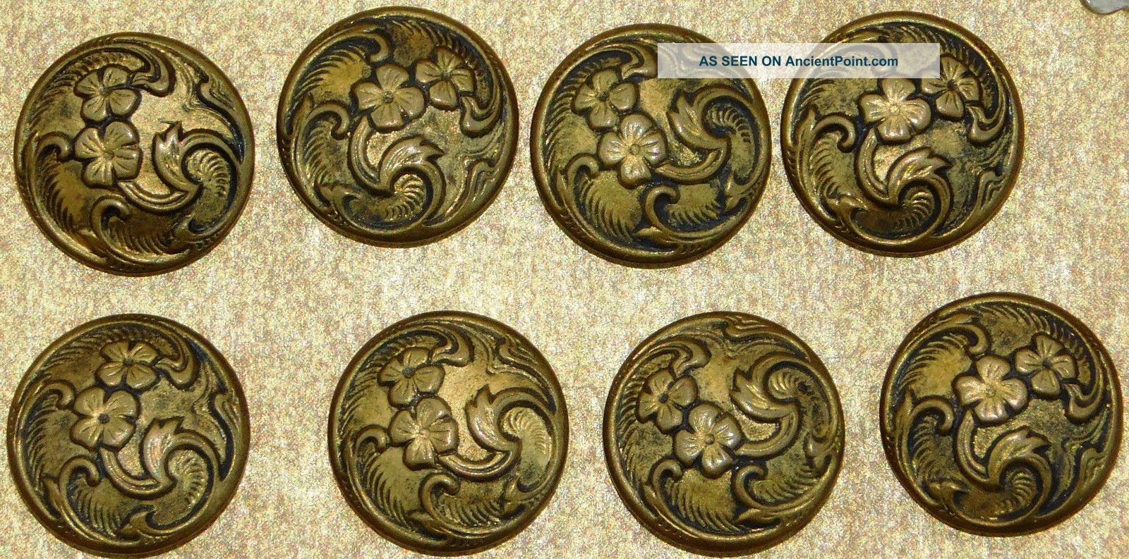 Antique Victorian Floral Metal Picture Buttons Buttons photo
