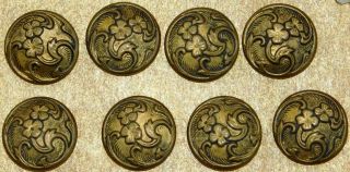 Antique Victorian Floral Metal Picture Buttons photo