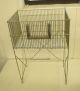 Industrial Metal Wire Basket On Stand,  Collapsible Steam Punk Table Storage Bin Other Mercantile Antiques photo 6