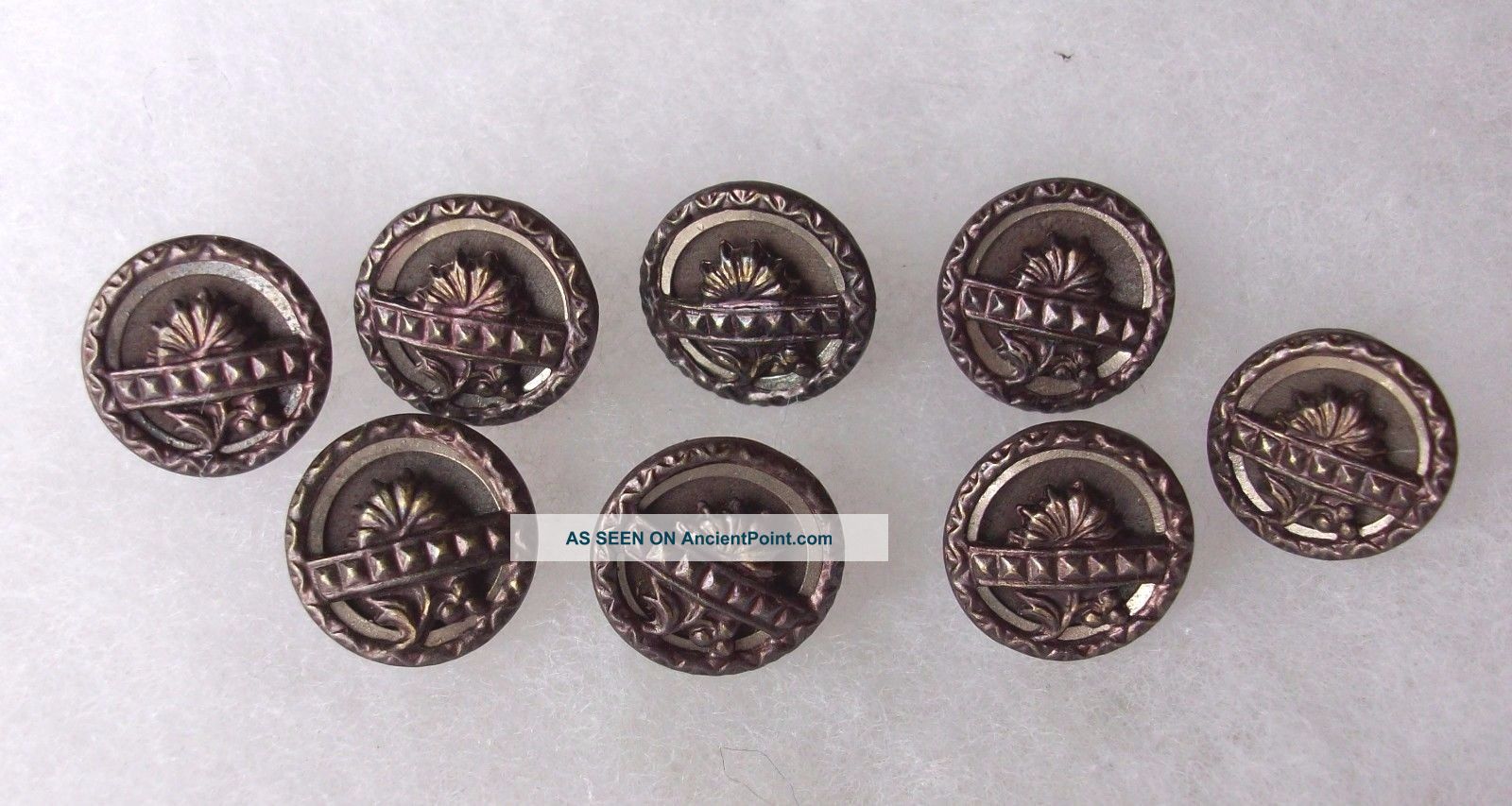 Buttons Victorian Antique Purple Tinted Metal Matching Buttons photo