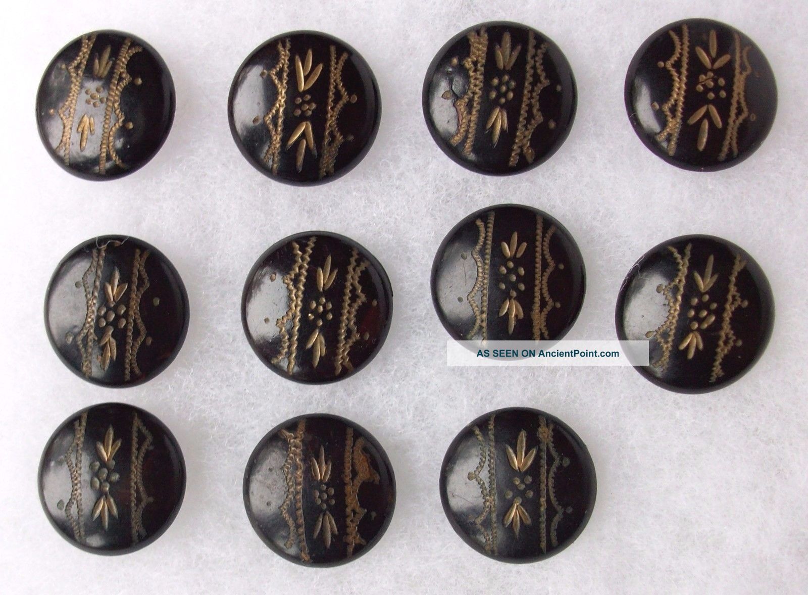 Buttons Victorian Antique Metal Matching Carved Buttons photo