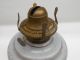 Small Early 20th C.  Hand Painted Falks Oil Lamp With Cast Iron Base & Chimney Lamps photo 2