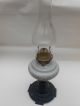 Small Early 20th C.  Hand Painted Falks Oil Lamp With Cast Iron Base & Chimney Lamps photo 5