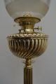 Ewardian Twin Burner Oil Lamp.  Brass Ribed Font Lamps photo 2