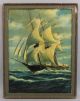 Vintage Artist Signed 3 - Masted Clipper Ship Maritime Seascape Oil Painting Nr Other Maritime Antiques photo 1