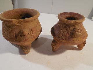 2 Nicoya Tripod Bowls Costa Rica Pre - Columbian Archaic Ancient Artifact Mayan Nr photo