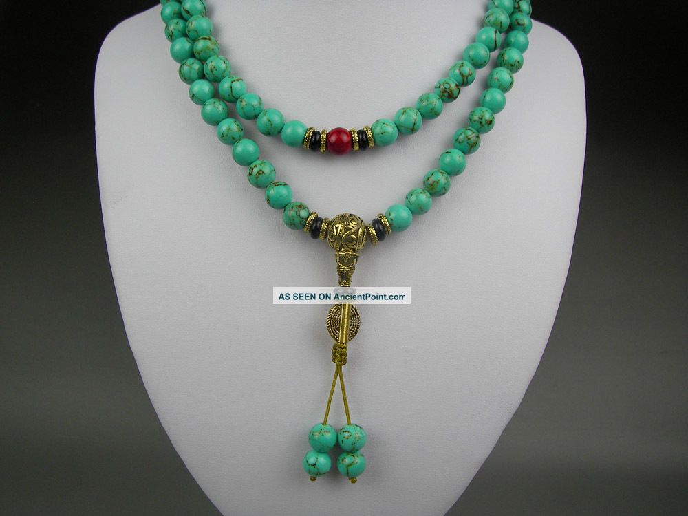 Antique Chinese Hand - Carved Tibet Turquoise Pendant Necklaces 10 