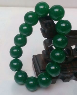 Chinese Natural Green Jade Hand - Carved Of Bracelet photo