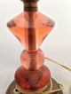 Vintage Art Deco Style Orange Glass & Brass/copper ? Electric Lamp 20th Century photo 1