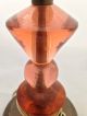 Vintage Art Deco Style Orange Glass & Brass/copper ? Electric Lamp 20th Century photo 5