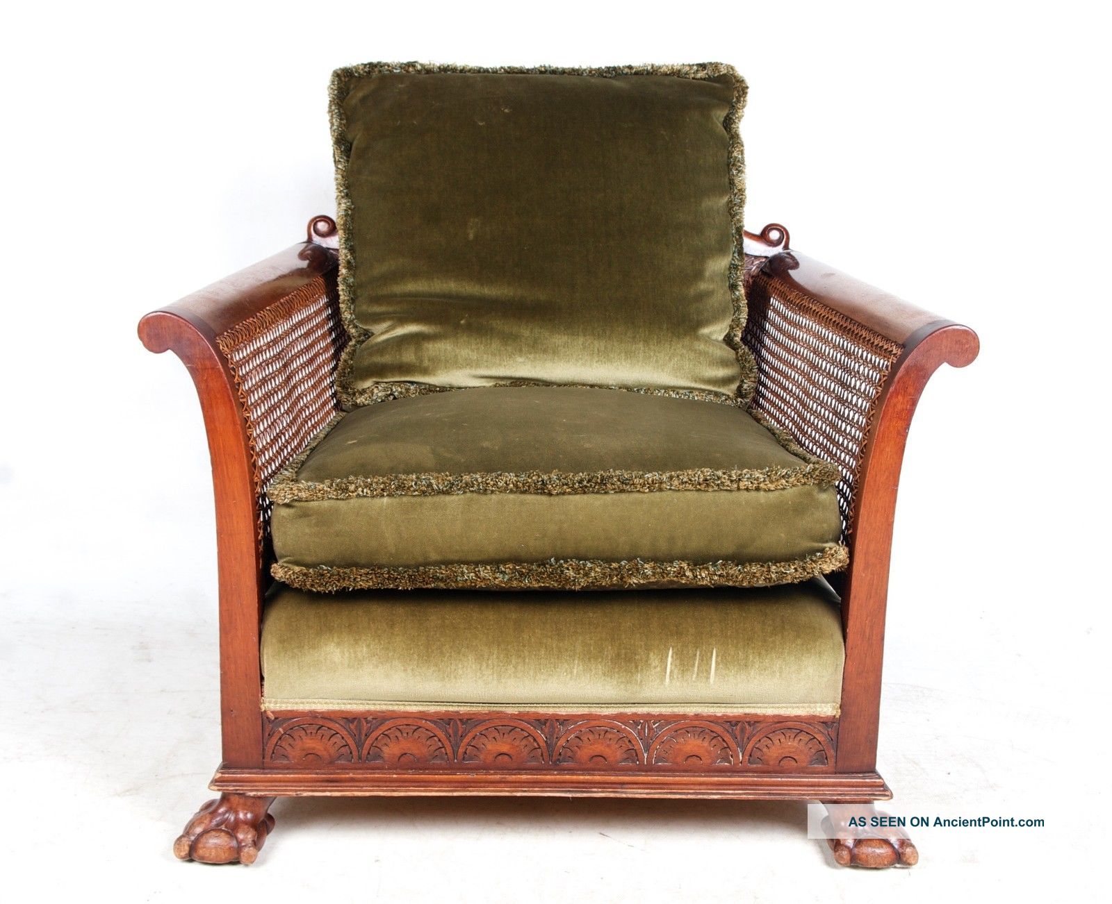 Antique French Bergere Chair Lounge Parlour Salon Chair Walnut Caned Chair Art N 1900-1950 photo