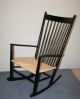 Vintage Danish Modern Black Lacquer & Paper Cord Hans Wegner Design Rocker Chair Post-1950 photo 1
