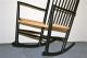 Vintage Danish Modern Black Lacquer & Paper Cord Hans Wegner Design Rocker Chair Post-1950 photo 2