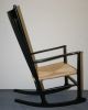 Vintage Danish Modern Black Lacquer & Paper Cord Hans Wegner Design Rocker Chair Post-1950 photo 4