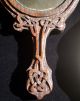 Antique English Arts And Crafts Movement Hand Mirror Carved Oak Floral Celtic Arts & Crafts Movement photo 3