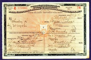 Antique 1925 Prohibition Prescription Doctor Drug Whiskey Pulici Pharmacy Bar Pa photo