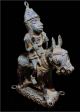 Old Tribal Cast Bronze Sculpture Of Oba Of Benin Riding A Horse Edo,  Nigeria Other African Antiques photo 3