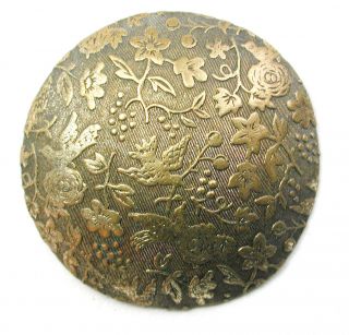 Antique Brass Dome Button Detailed Bird & Nests On Wallpaper Design - 1 & 1/4 