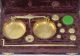 Antique Portable 50g Brass Balance Scale India W Case And Weights Scales photo 5