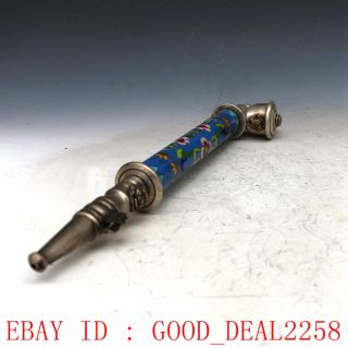 Collectible Decorated Cloisonne Handwork Flower Smoking Pipe photo