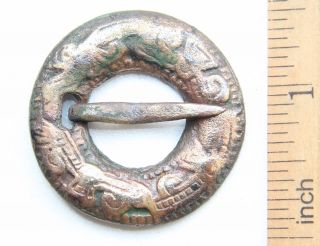 Ancient Old Viking Ornament Bronze Fibula Brooch (arl01) photo